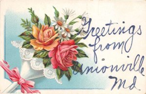 Unionville Maryland Greetings Floral Bouquet Vintage Postcard AA84114