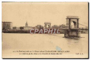 Old Postcard Tarascon The suspension bridge over the Rhone