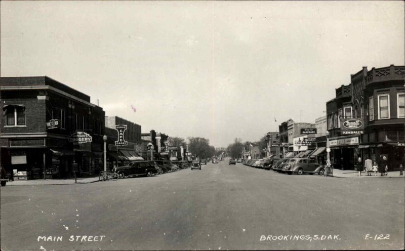 Brookings SD Main St. c1940s Real Photo Postcard