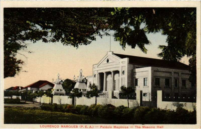 PC CPA MOZAMBIQUE, LOURENCO MARQUES, PALACIO MACONICO, POSTCARD (b20798)