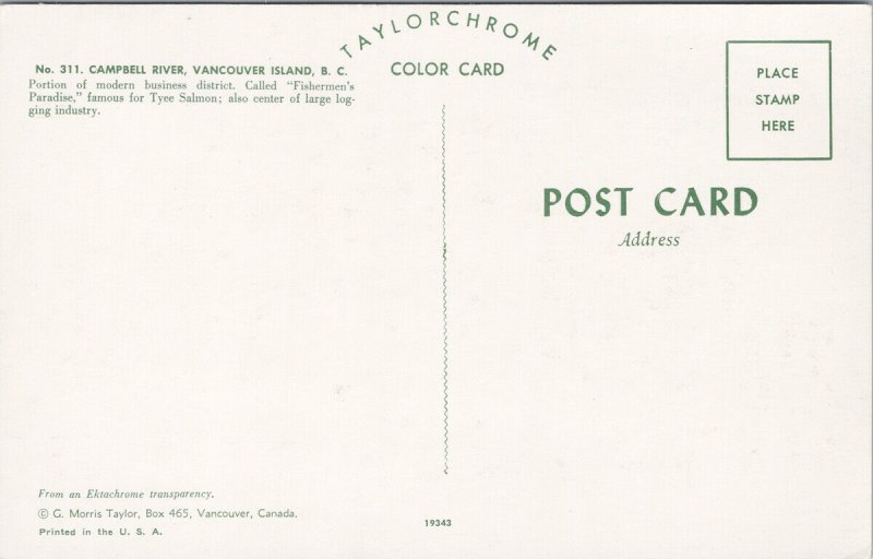 Campbell River BC Jeweller Cafe Gavan Wood Downtown Unused Postcard G30