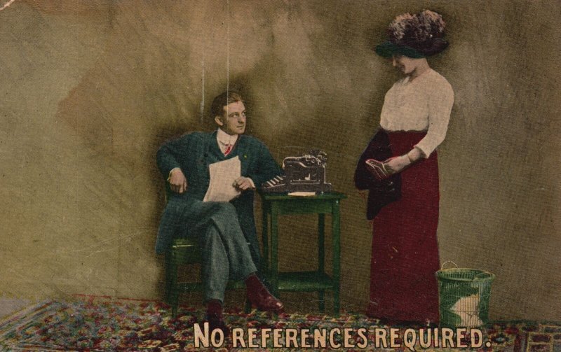 Vintage Postcard Man Staring at the Woman Interview No Reference Required