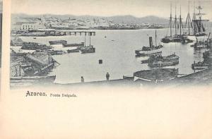 Ponta Delgada Azoren Portugal Harbor View Scenic View Antique Postcard J47869