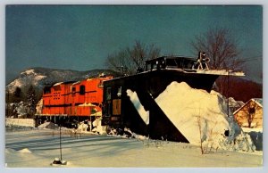 Maine Central RR Snow Plow Extra, 1977, Bartlett New Hampshire, Vintage Postcard