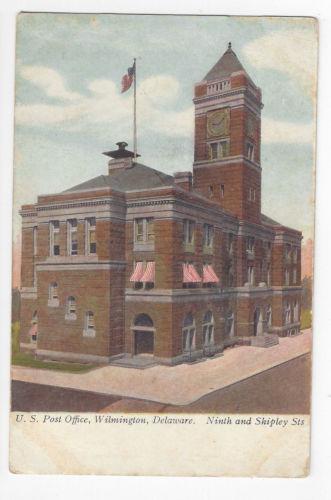 DE Wilmington US Post Office Ninth and Shipley 1907 Vintage UDB Postcard