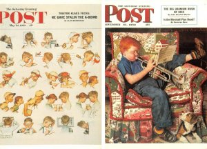 2~4 X 6 Postcards NORMAN ROCKWELL Saturday Evening Post Reproduction BOY~TRUMPET