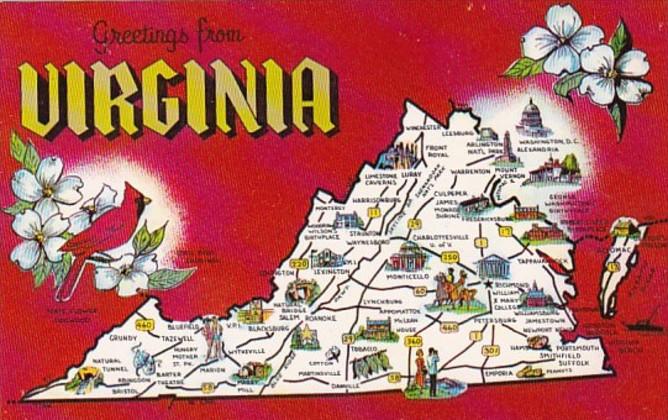 Greetings From Virginia With Map