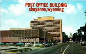 Vtg Cheyenne Wyoming WY Post Office Building Street View State Capitol Postcard