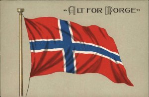 Alt for Norge Norway Norwegian Flag c1910 Vintage Postcard