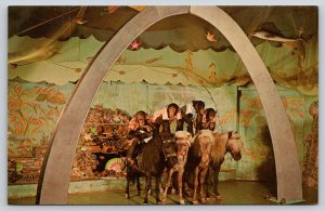 Animals~Missouri~St Louis Zoo~Chimpanzee Horsemen~Riverfront Arch~1950s Postcard