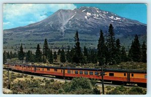 MT SHASTA, CA ~ Train SHASTA DAYLIGHT Streamliner Railroad  c1950s Postcard