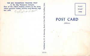 Colorado BIG THOMPSON TRADING POST Roadside Gas Pumps ca 1950s Vintage Postcard