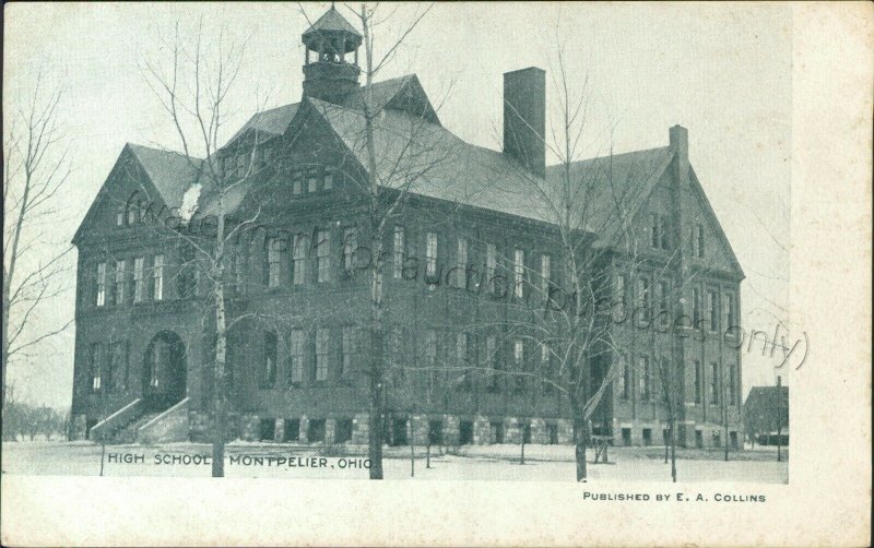 Montpelier, Ohio-High School de nieve-Vintage Williams County, Oh Postal 
