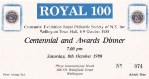 New Zealand Philatelic Society Chairman Wellington Awards Dinner Private Invi...