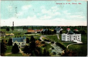 Aerial View Overlooking Campus, University of Maine Orono c1911 Postcard V39