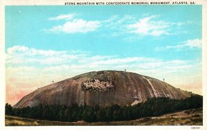 VINTAGE POSTCARD STONE MOUNTAIN WITH CONFEDERATE MEMORIAL MONUMENT ATLANTA GA