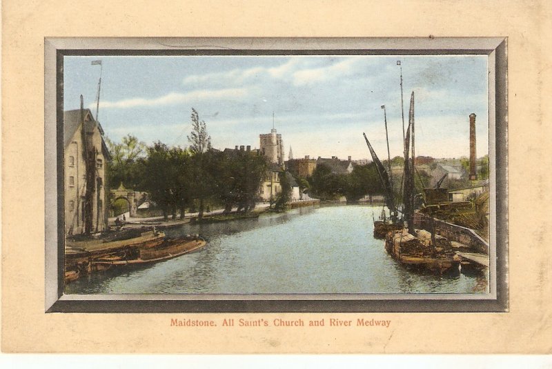 Maidstone. Akk Saints Church and River Medway Tuck Framed Aquagraph  Ser. PC