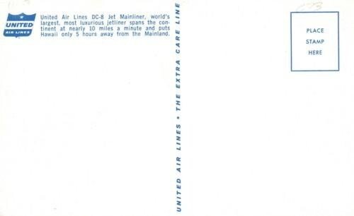 United Air Lines Dc-8 Jet Mainliner World's Largest Luxurious Jetliner Postcard