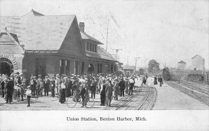 Union Station BENTON HARBOR Michigan Railroad Depot 1910 Vintage Postcard