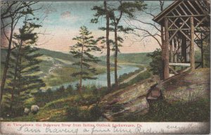 Postcard View Down Delaware River Indian Outlook Lackawaxen PA