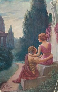 Romantic couple love idyll painting T. Kroj romance in ancient Rome