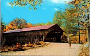 Picturesque Covered Bridge Relic Past Postcard UNP VTG Unused Vintage Chrome 