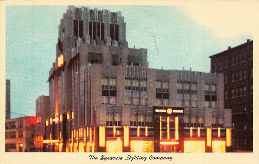 Vintage Syracuse Lighting Company Office Building Night Syracuse NY