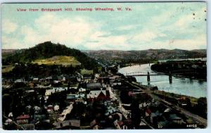WHEELING, West Virginia WV   View from BRIDGEPORT HILL   1912   Postcard
