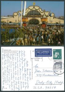 GERMANY- Munchner Oktoberfest Postal used to USA Post Card