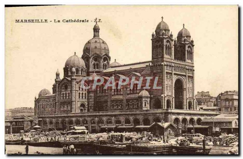 Old Postcard Marseille The Cathedral Boat