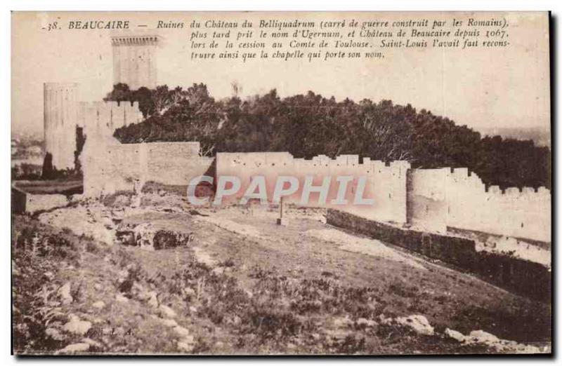 Old Postcard Beaucaire The castle ramparts Riviera