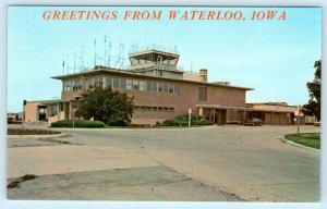 WATERLOO, Iowa IA ~ Tower MUNICIPAL AIRPORT c1960s Black Hawk County Postcard