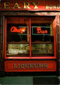 Dublin, Ireland  CLEARY'S PUB  Bar & Liquor  POWER'S WHISKEY SIGN  4X6 Postcard