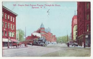 P1020 1912 railroad train empress express passing through streets syracuse N.Y.