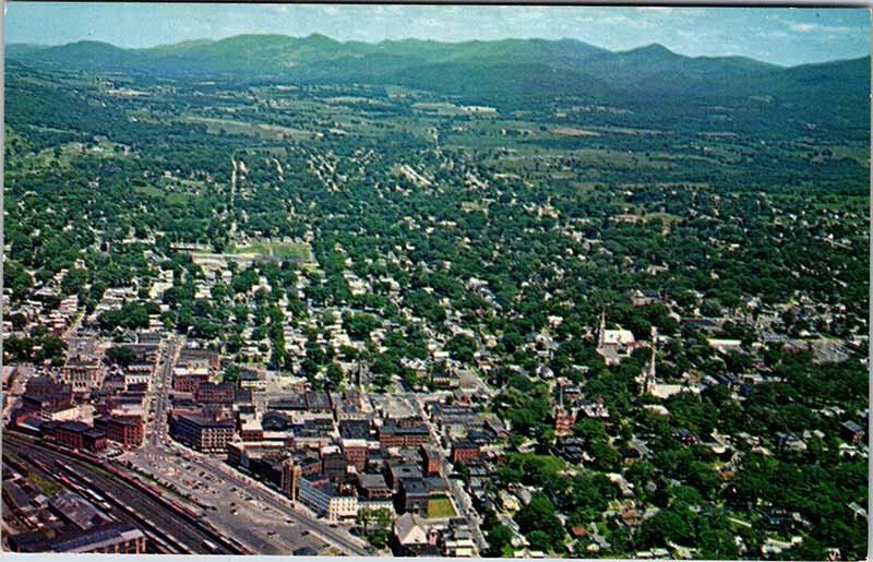 Postcard AERIAL VIEW SCENE Rutland Vermont VT AL6072