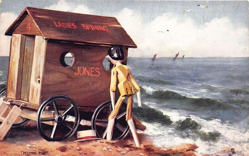 Raphael Tuck At The Seaside, in Dollyland Peeping Tom Postcard 