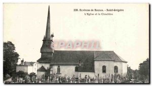 Surroundings of Rennes Old Postcard Saint Gregoire The church and cemetery