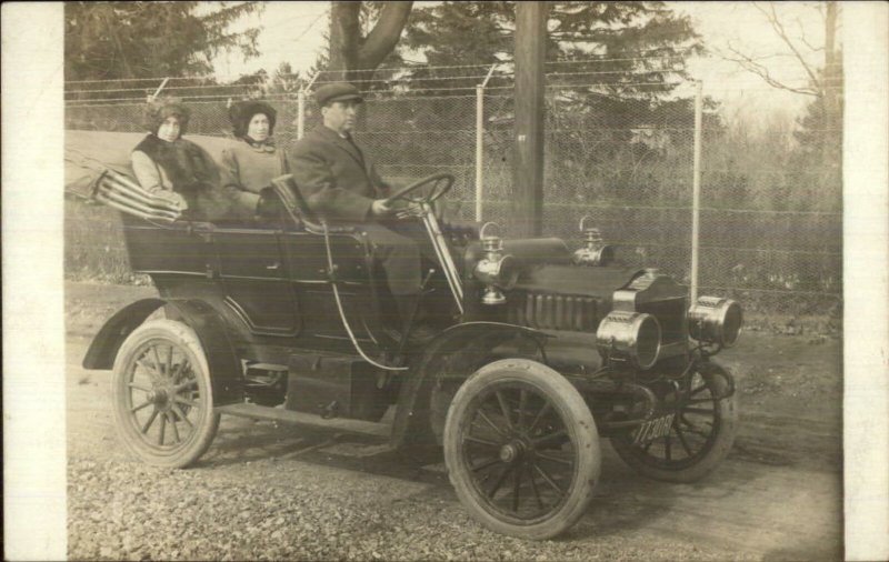 Early Car Auto Automobile RI License Plate 7730 Real Photo Postcard c1910