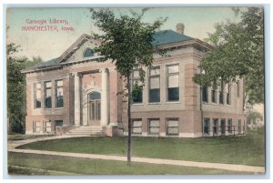 1913 Exterior View Carnegie Library Building Manchester Iowa IA Antique Postcard