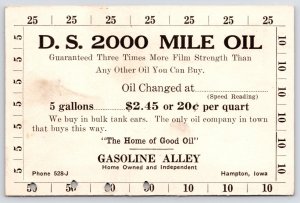 Hampton~Gasoline Alley~DS Velvet Gas~Home of Good Oil~Bulk Tank Cars~Punch Card