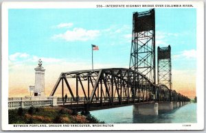 Interstate Highway Bridge Over Columbia River Vancouver Washington WA Postcard