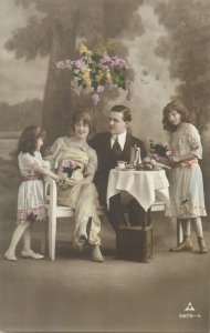 Romantic era family portrait 1916 Switzerland Railway post Goldau-Rapperswil 