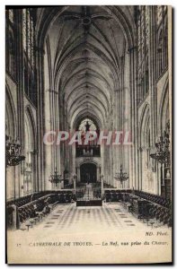 Postcard Old Cathedral Organ Troyes Taking the view nave chancel