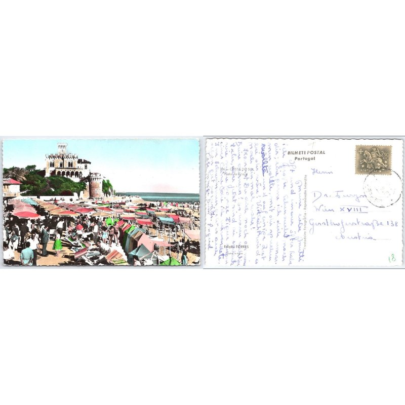 Postcard Praia do Estoril Beach Scene Portugal