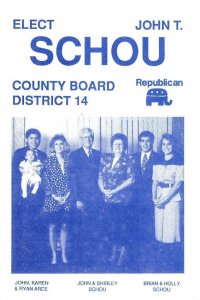 Rockford, IL Illinois  ELECT JOHN T SCHOU~For County Board 1992 4' X 6' Postcard