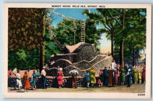 Detroit Michigan MI Postcard Monkey House Belle Isle Scenic View c1940's Vintage