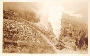 RPPC CPR TRAIN MAIN LINE NEAR YOHO BC CANADA REAL PHOTO POSTCARD (c. 1920s)