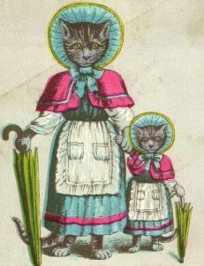 1880's Marks Bros. Leading House Anthropomorphic Cats Mother & Child P153