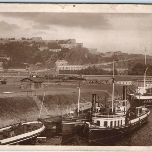 c1910s Koblenz Deutsches Eck Boat Dock SHARP RPPC Steam Ship Lothringen DE A167