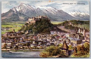 Salzburg Gegen Den Untersberg Austria c1910 Postcard Aerial View